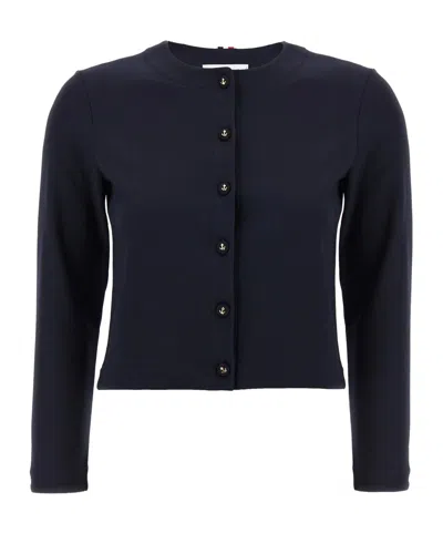 Thom Browne 'anchor' Crew Neck Cardigan In Blue