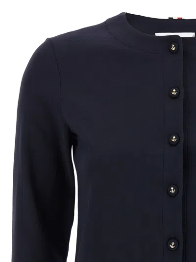 Thom Browne 'anchor' Crew Neck Cardigan In Blue