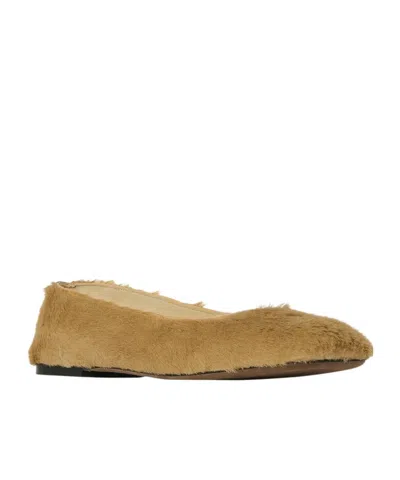 The Row Calf Hair Square-toe Ballerina Flats In Neutral