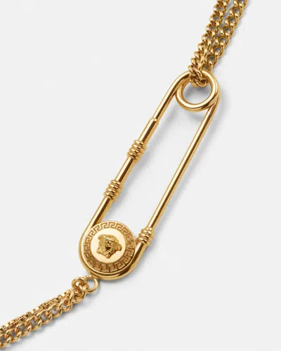 Versace Logo-engraved Necklace In Gold
