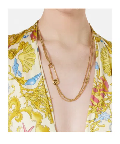 Versace Logo-engraved Necklace In Gold