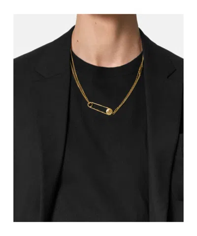 Versace Logo-engraved Necklace In Gold