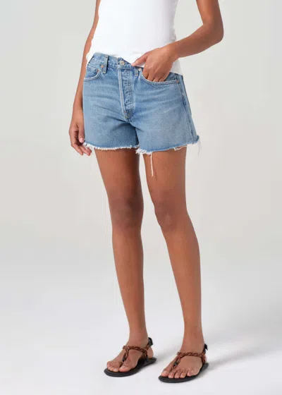 Agolde Parker Denim Shorts In Blue