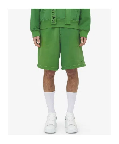 Alexander Mcqueen Cotton Jersey Sweat Shorts In Green