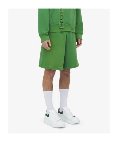 Alexander Mcqueen Cotton Jersey Sweat Shorts In Green