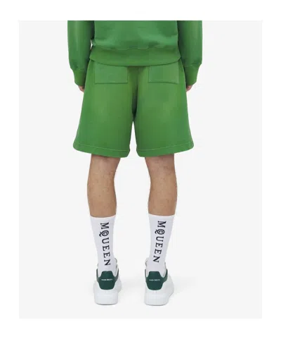 Alexander Mcqueen Cotton Jersey Sweat Shorts In Green