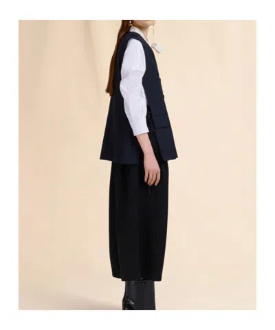Marni Wool Vest With Slits On The Sides In Blue