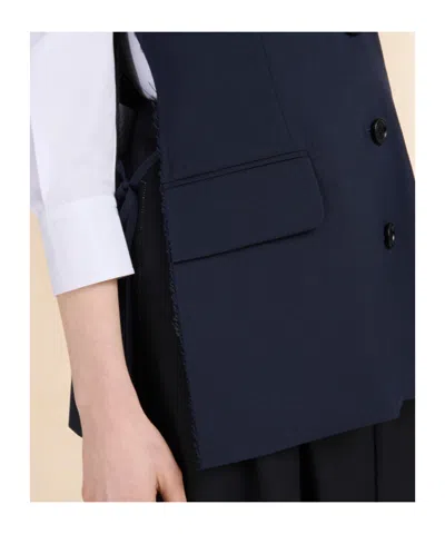 Marni Wool Vest With Slits On The Sides In Blue