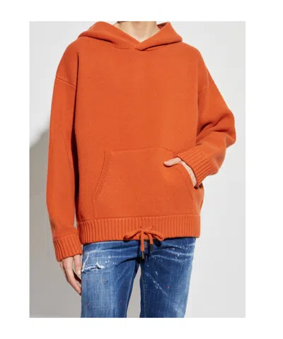 Dsquared2 Kangaroo-pocket Hooded Sweater In Orange