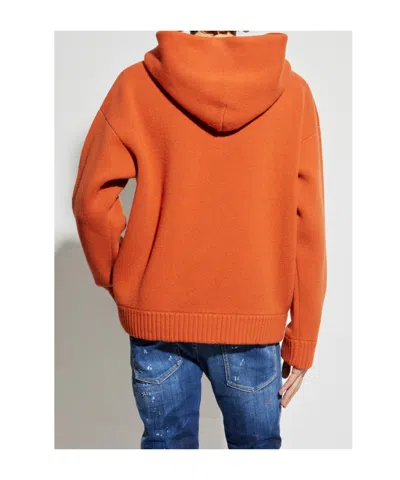 Dsquared2 Kangaroo-pocket Hooded Sweater In Orange
