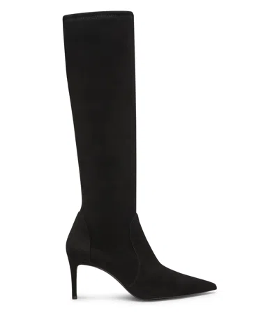 Stuart Weitzman Stuart 85 Knee High Pointed Toe Zip Boot In Black