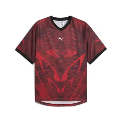 Puma Tech All-over Print Relaxed Soccer Jersey Unisex In Red