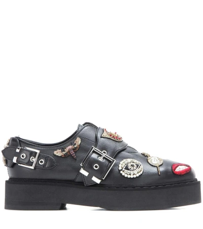 Shop Alexander Mcqueen Embellished Platform Monk Shoes In Llack