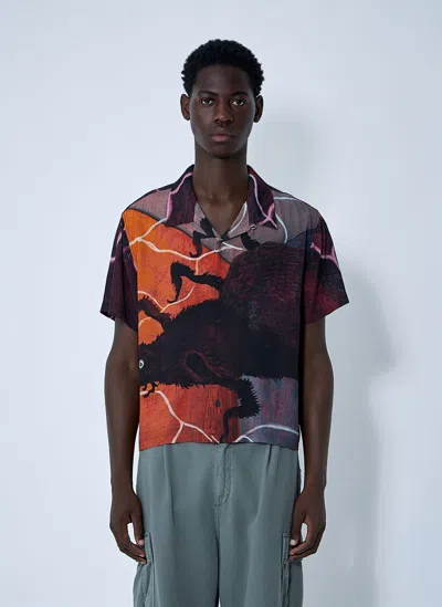 Brain Dead Spiral Orb Button Up Shirt In Multi