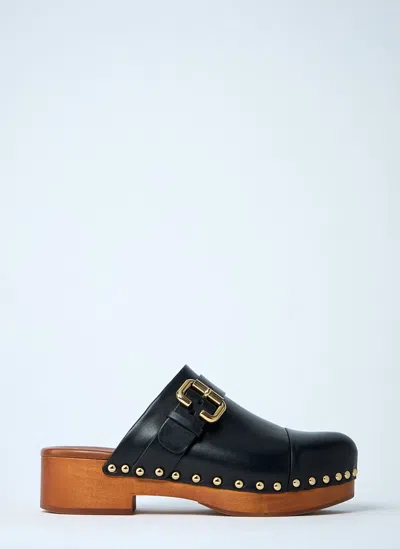Chloé Chloè Jeannette Leather Clogs In Black