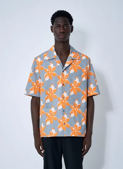 Gucci Multicolor Bowling Shirt With Cuban Collar And All-over Floral Print In Cotton Man