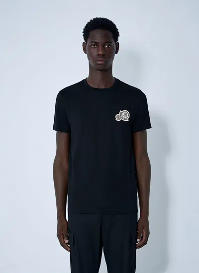 Moncler Crewneck T Shirt Featuring Multiple Patches In Black