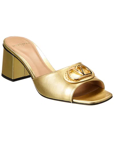 Valentino Garavani Valentino Vlogo Signature Leather Sandal In Gold