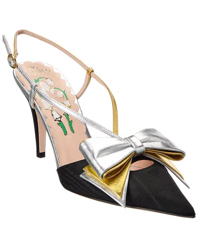 Valentino Garavani Slingback Bowow Pumps Black With Bow In Multi