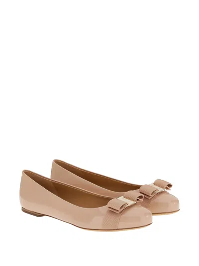 Ferragamo Varina Nappa Leather Ballet Flats In Macaroons