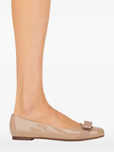 Ferragamo Varina Nappa Leather Ballet Flats In Macaroons
