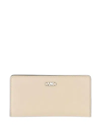 Michael Michael Kors Cow Leather Wallet With Zippered Compartment In Brown