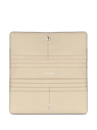 Michael Michael Kors Cow Leather Wallet With Zippered Compartment In Brown