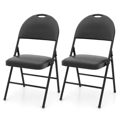 Hivvago 2 Pack Padded Folding Chairs With Metal Frame And Carry Handle In Black