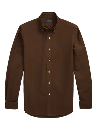 Polo Ralph Lauren Long Sleeve Sport Shirt In Brown
