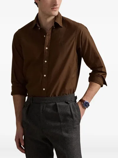 Polo Ralph Lauren Long Sleeve Sport Shirt In Brown