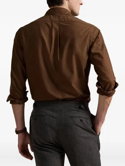 Polo Ralph Lauren Long Sleeve Sport Shirt In Brown
