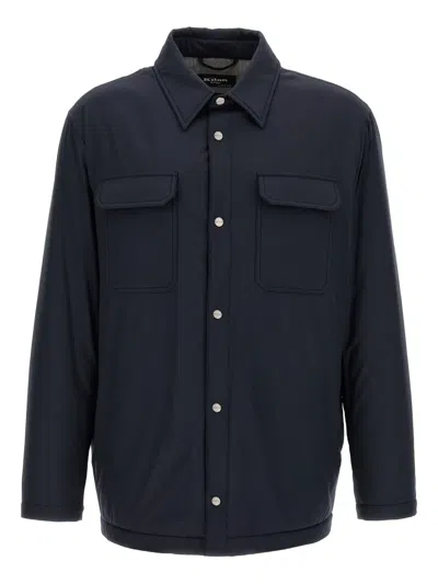 Kiton Overshirt Padded Long Sleeves In Blue