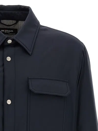 Kiton Overshirt Padded Long Sleeves In Blue