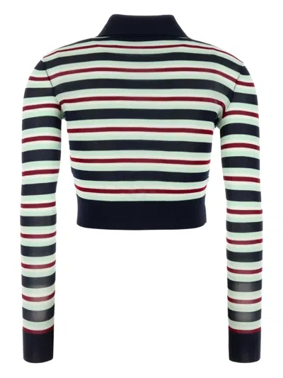 Self-portrait Self Portrait Maglia Navy Striped Viscose In Multi