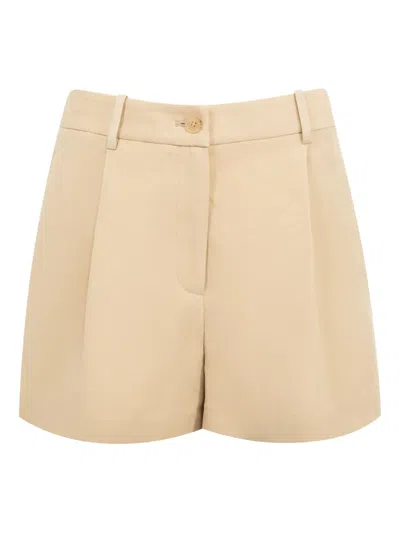 Nili Lotan Pleated High-rise Linen And Silk Shorts In Neutral