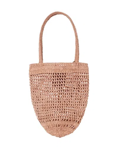Chloé Small Summer Banana Tote Bag In Raffia In Pink