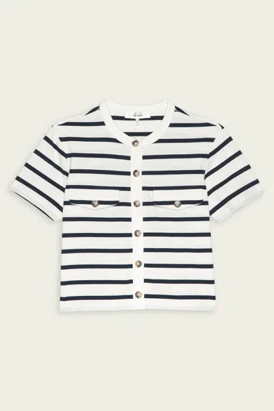 Frame The Jersey Striped Top In Cream Multi In White