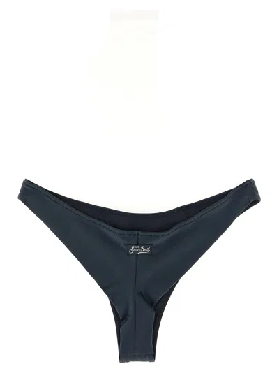 Mc2 Saint Barth Naomi Cheeky Logo-patch Bikini Bottoms In Black