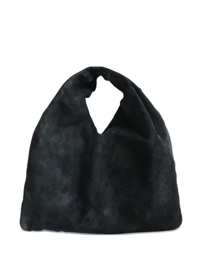 The Row Small Bindle Suede Slouchy Shoulder Bag In Black