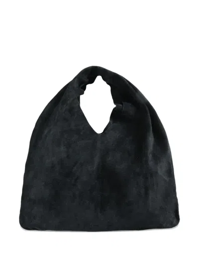 The Row Small Bindle Suede Slouchy Shoulder Bag In Black