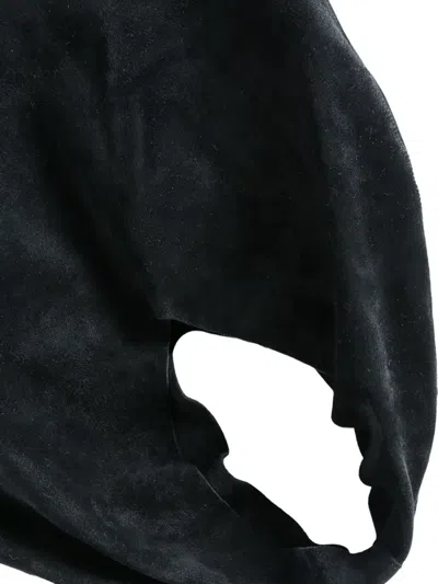 The Row Small Bindle Suede Slouchy Shoulder Bag In Black