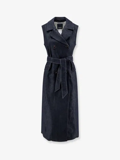 S Max Mara Greta Belted Denim Maxi Dress