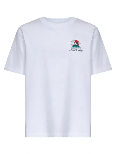 Casablanca Montagne Ondulée Logo-print Cotton-jersey T-shirt In White