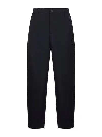 Marni Embroidered Pocket Wool Trousers In Blue