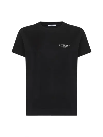 Givenchy Black Crewneck T-shirt With Logo Lettering On Front And Rear In Cotton Woman In Multi
