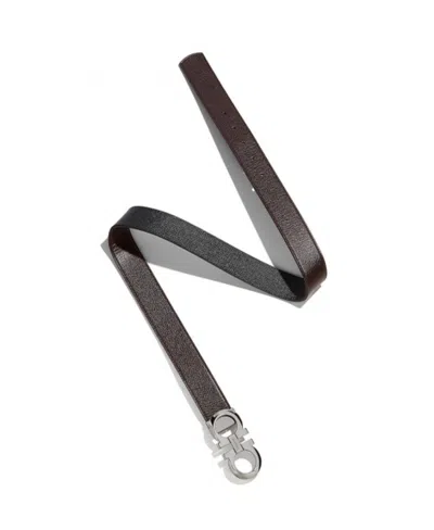 Ferragamo Double-sided Adjustable Gancini Double Buckle Belt In Black