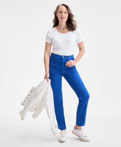 Style & Co Plus Size High-rise Straight-leg Pants, Exclusively At Macy's In Blue