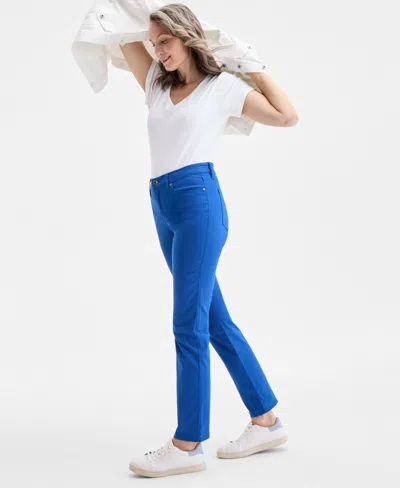 Style & Co Plus Size High-rise Straight-leg Pants, Exclusively At Macy's In Blue