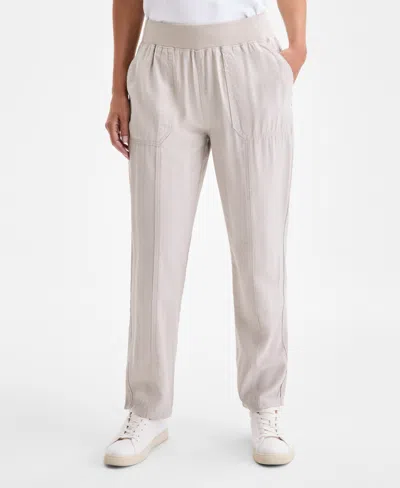 Style & Co Petite Mid Rise Pull-on Ankle Pants, Created For Macy's In Gray