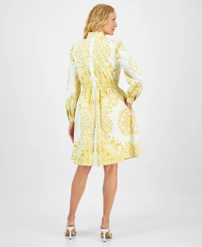 Julia Jordan Placed Paisley Floral Long Sleeve Cotton Shirtdress
